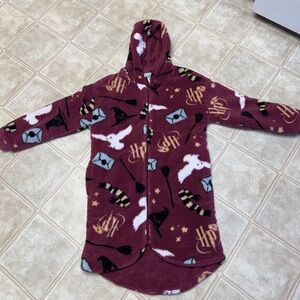 Harry Potter Wizarding World Cozy Burgundy Hooded Jacket Oversized XS